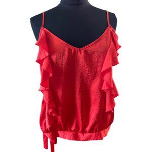 Old Navy Women's Ruffled Red Camisole Top - Size L - 100% Polyester